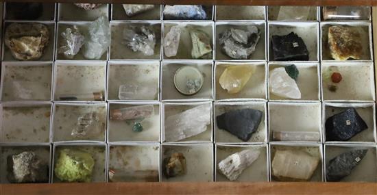 A collection of minerals, rocks and fossils by James Tennant of London, 1869, cabinet width 15in. depth 11.5in. height 16in.